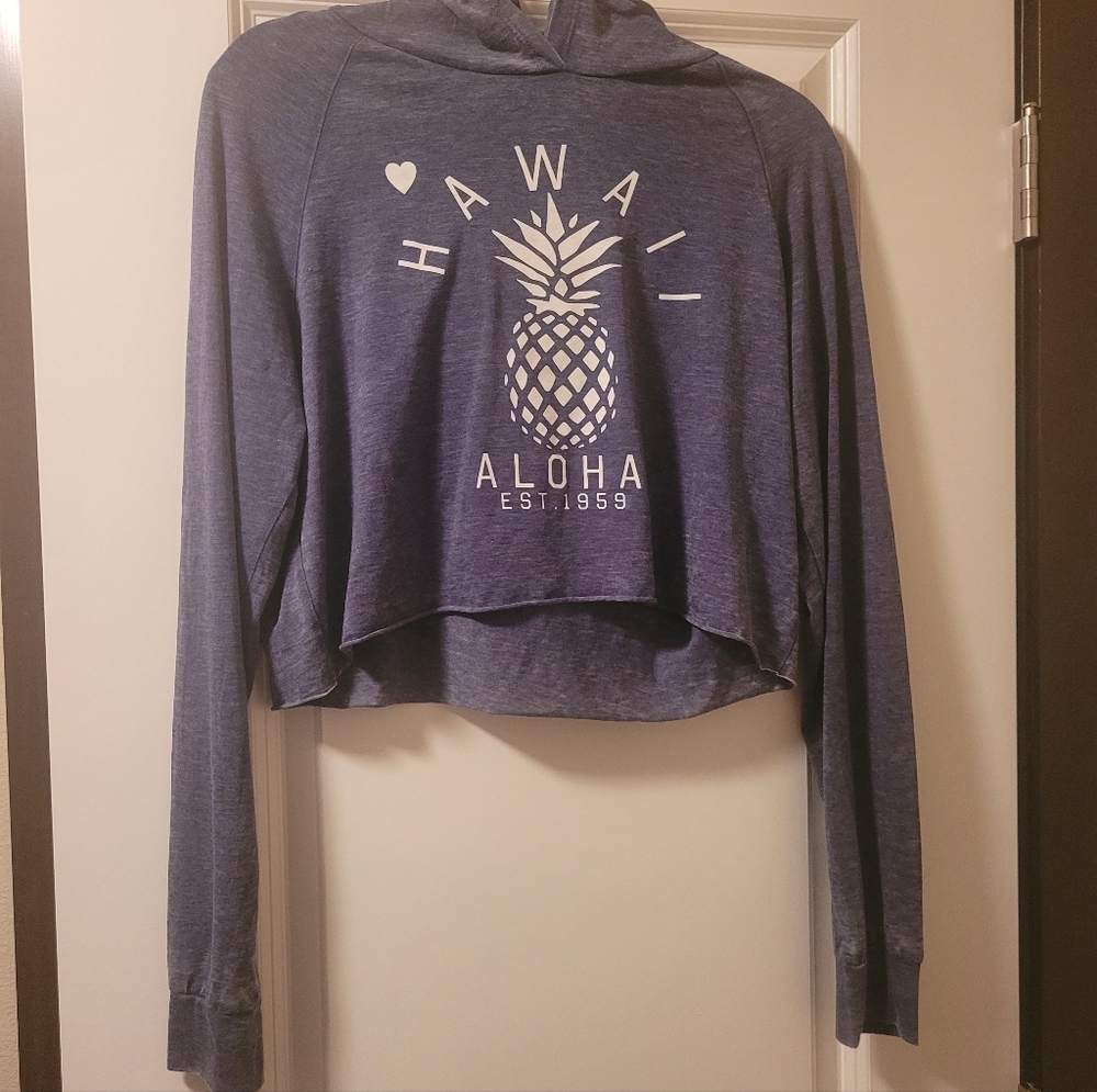 NWT Women's Blue Hawaii Aloha Cropped Hoodie Size M
